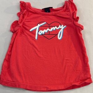Tommy Hilfiger - 3T Red Heart Tank Top for Kids with ruffled sleeve details